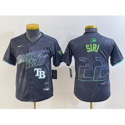 Youth Tampa Bay Rays 22 Jose Siri Charcoal 2024 City Connect Limited Stitched Baseball Jersey 1