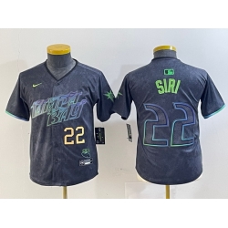 Youth Tampa Bay Rays 22 Jose Siri Charcoal 2024 City Connect Limited Stitched Baseball Jersey 4