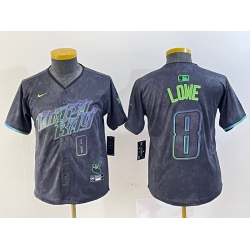 Youth Tampa Bay Rays 8 Brandon Lowe Charcoal 2024 City Connect Limited Stitched Baseball Jerseys 1
