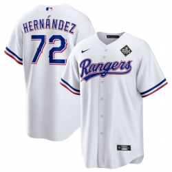 Men Texas Rangers 72 Jonathan Hern E1ndez White 2023 World Series Stitched Baseball Jersey