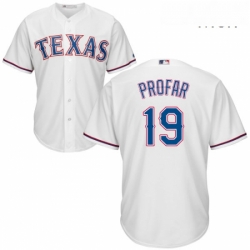 Mens Majestic Texas Rangers 19 Jurickson Profar Replica White Home Cool Base MLB Jersey