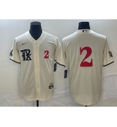 Men's Texas Rangers #2 Marcus Semien Number Cream 2023 City Connect Stitched Baseball Jerseys