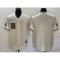 Men's Texas Rangers Blank Cream 2023 City Connect Cool Base Stitched Baseball Jersey