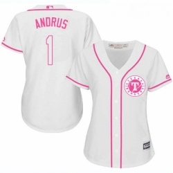 Womens Majestic Texas Rangers 1 Elvis Andrus Authentic White Fashion Cool Base MLB Jersey