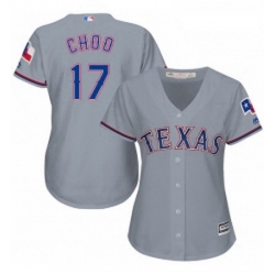 Womens Majestic Texas Rangers 17 Shin Soo Choo Replica Grey Road Cool Base MLB Jersey