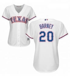 Womens Majestic Texas Rangers 20 Darwin Barney Replica White Home Cool Base MLB Jersey 