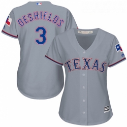 Womens Majestic Texas Rangers 3 Delino DeShields Replica Grey Road Cool Base MLB Jersey