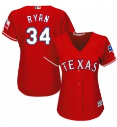 Womens Majestic Texas Rangers 34 Nolan Ryan Authentic Red Alternate Cool Base MLB Jersey