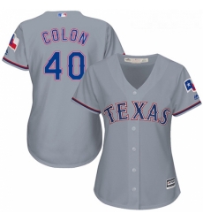 Womens Majestic Texas Rangers 40 Bartolo Colon Authentic Grey Road Cool Base MLB Jersey 