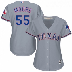 Womens Majestic Texas Rangers 55 Matt Moore Authentic Grey Road Cool Base MLB Jersey 