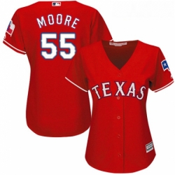 Womens Majestic Texas Rangers 55 Matt Moore Authentic Red Alternate Cool Base MLB Jersey 