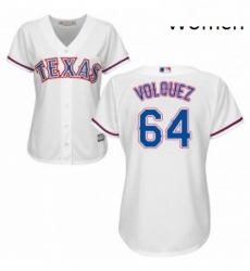 Womens Majestic Texas Rangers 64 Edinson Volquez Replica White Home Cool Base MLB Jersey 