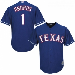 Youth Majestic Texas Rangers 1 Elvis Andrus Authentic Royal Blue Alternate 2 Cool Base MLB Jersey