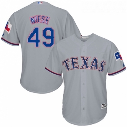 Youth Majestic Texas Rangers 49 Jon Niese Replica Grey Road Cool Base MLB Jersey 