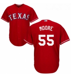 Youth Majestic Texas Rangers 55 Matt Moore Authentic Red Alternate Cool Base MLB Jersey 