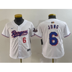 Youth Texas Rangers 6 Josh Jung White Gold Stitched Baseball Jersey 5