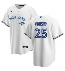 Men Toronto Blue Jays 25 Daulton Varsho White Cool Base Stitched Jersey