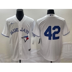 Men Toronto Blue Jays 42 Jackie Robinson White Cool Base Stitched Baseball Jersey