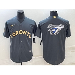 Men Toronto Blue Jays 6 Alek Manoah 2022 All Star Charcoal Team Big Logo Cool Base Stitched Baseball Jersey