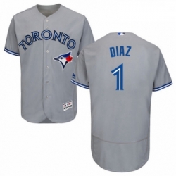 Mens Majestic Toronto Blue Jays 1 Aledmys Diaz Grey Road Flex Base Authentic Collection MLB Jersey