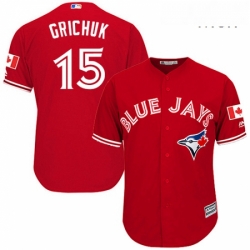 Mens Majestic Toronto Blue Jays 15 Randal Grichuk Replica Scarlet Alternate Cool Base MLB Jersey 