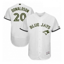 Mens Majestic Toronto Blue Jays 20 Josh Donaldson White Memorial Day Authentic Collection MLB Jersey Flex Base 