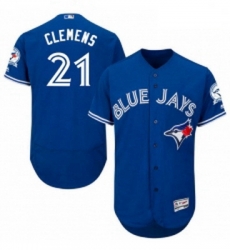 Mens Majestic Toronto Blue Jays 21 Roger Clemens Blue Alternate Flex Base Authentic Collection MLB Jersey