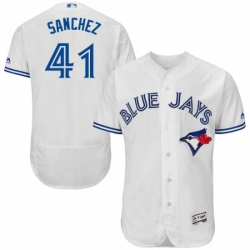 Mens Majestic Toronto Blue Jays 41 Aaron Sanchez White Home Flex Base Authentic Collection MLB Jersey