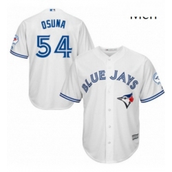 Mens Majestic Toronto Blue Jays 54 Roberto Osuna Replica White Home 40th Anniversary Patch MLB Jersey