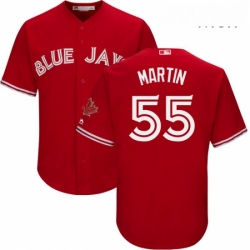 Mens Majestic Toronto Blue Jays 55 Russell Martin Replica Scarlet Alternate Cool Base MLB Jersey