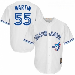 Mens Majestic Toronto Blue Jays 55 Russell Martin Replica White Cooperstown MLB Jersey