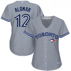 Blue Jays #12 Roberto Alomar Grey Road Women Stitched Baseball Jersey