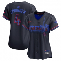 Women Toronto Blue Jays 4 George Springer Black 2024 City Connect Limited Stitched Baseball Jersey