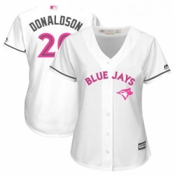 Womens Majestic Toronto Blue Jays 20 Josh Donaldson Authentic White Mothers Day Cool Base MLB Jersey