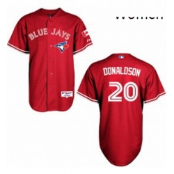 Womens Majestic Toronto Blue Jays 20 Josh Donaldson Replica Red Canada Day MLB Jersey