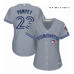 Womens Majestic Toronto Blue Jays 23 Dalton Pompey Replica Grey Road MLB Jersey