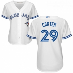 Womens Majestic Toronto Blue Jays 29 Joe Carter Replica White Home MLB Jersey