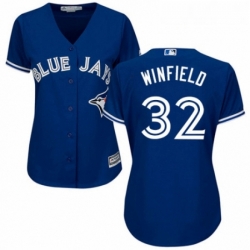 Womens Majestic Toronto Blue Jays 32 Dave Winfield Replica Blue Alternate MLB Jersey 