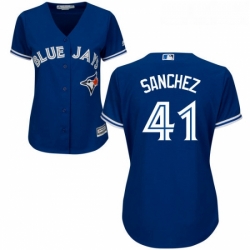 Womens Majestic Toronto Blue Jays 41 Aaron Sanchez Replica Blue Alternate MLB Jersey