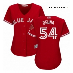 Womens Majestic Toronto Blue Jays 54 Roberto Osuna Authentic Scarlet Alternate MLB Jersey