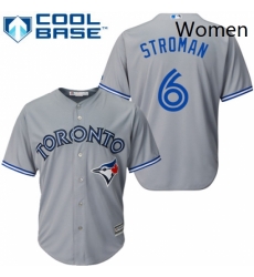 Womens Majestic Toronto Blue Jays 6 Marcus Stroman Replica Grey MLB Jersey