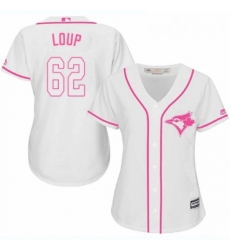 Womens Majestic Toronto Blue Jays 62 Aaron Loup Authentic White Fashion Cool Base MLB Jersey 