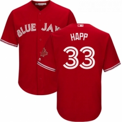 Youth Majestic Toronto Blue Jays 33 JA Happ Replica Scarlet Alternate MLB Jersey