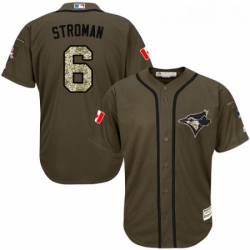 Youth Majestic Toronto Blue Jays 6 Marcus Stroman Authentic Green Salute to Service MLB Jersey