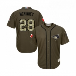 Youth Toronto Blue Jays 28 Billy McKinney Authentic Green Salute to Service Baseball Jersey 