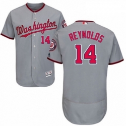 Mens Majestic Washington Nationals 14 Mark Reynolds Grey Road Flex Base Authentic Collection MLB Jersey