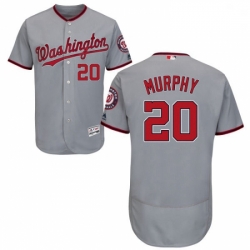 Mens Majestic Washington Nationals 20 Daniel Murphy Grey Road Flex Base Authentic Collection MLB Jersey