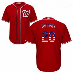 Mens Majestic Washington Nationals 20 Daniel Murphy Replica Red USA Flag Fashion MLB Jersey