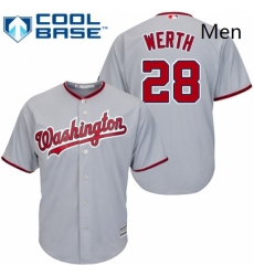 Mens Majestic Washington Nationals 28 Jayson Werth Replica Grey Road Cool Base MLB Jersey