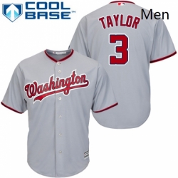 Mens Majestic Washington Nationals 3 Michael Taylor Replica Grey Road Cool Base MLB Jersey